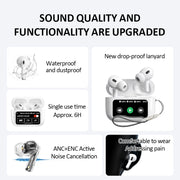 A90 ANC Noise Cancelling In-Ear Bluetooth Headset with AI Translation Long Endurance LED Battery Indicator Open-Ear Options