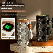 410ml Light Luxury Stainless Steel Thermos Cup Ceramic Liner Smart Coffee Cup Portable LED Temperature Display Vacuum Thermos