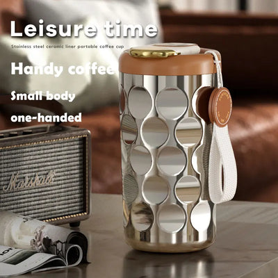 410ml Light Luxury Stainless Steel Thermos Cup Ceramic Liner Smart Coffee Cup Portable LED Temperature Display Vacuum Thermos