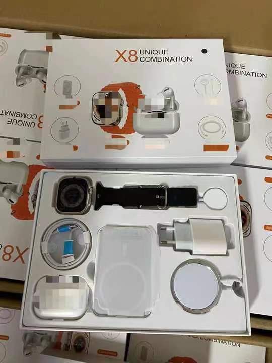 5000mAh Power bank, Latest Smart Watch Earphone 2-in-1 Ultra x8 Combination Set With 25w Pd Fast Charge,wireless Charge