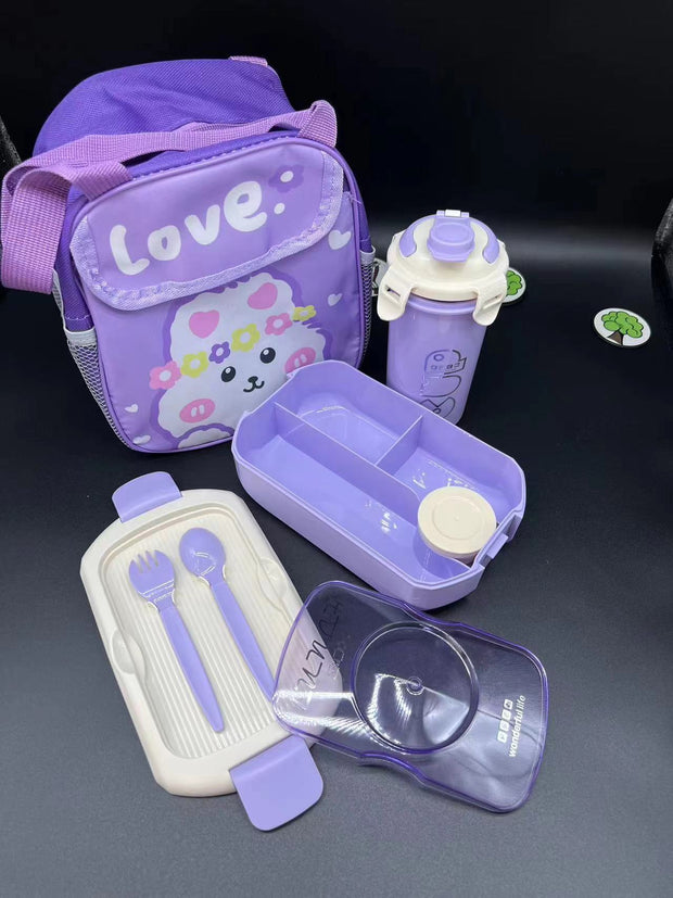 Children's Silicone Lunch Box, Drink Bottle Set with the bag