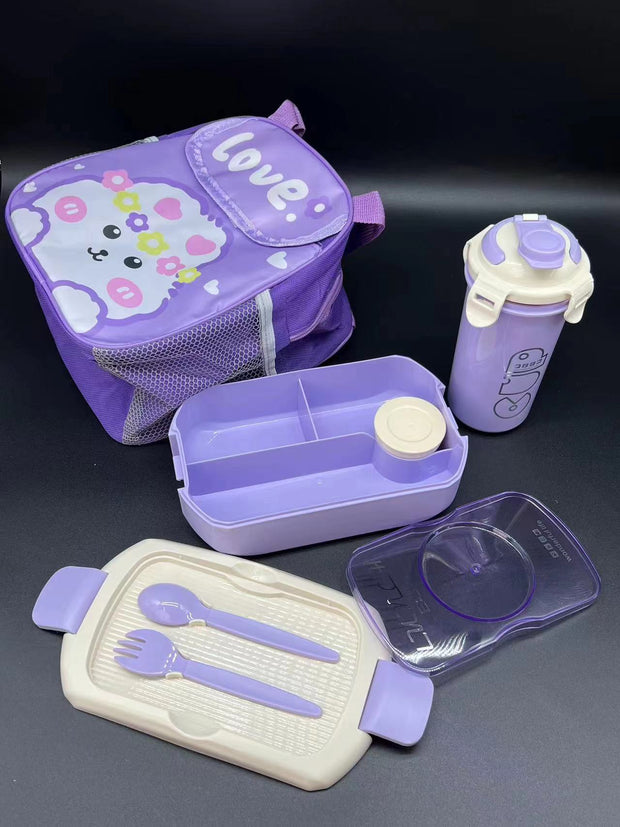 Children's Silicone Lunch Box, Drink Bottle Set with the bag
