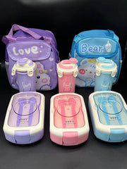 Children's Silicone Lunch Box, Drink Bottle Set with the bag