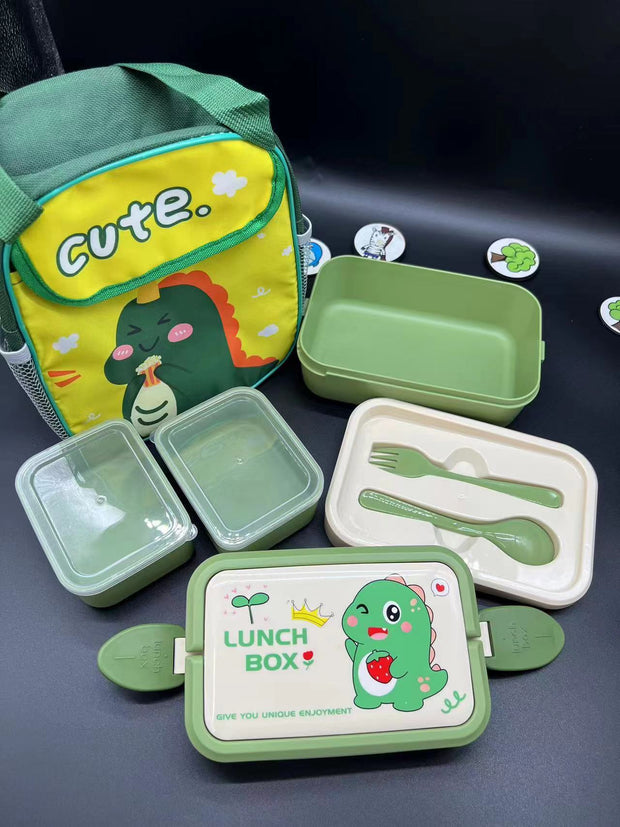 Children's Silicone Lunch Box, Drink Bottle Set with the bag