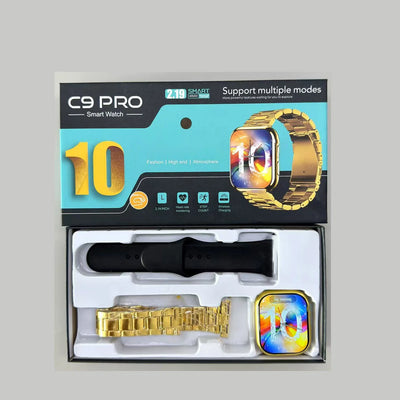 C9 Pro S10 Gold Smart Watch Double Straps Bt Call Sport Wireless Charging Reloj Inteligente BT Call 2.19 Inch HD Smartwatch