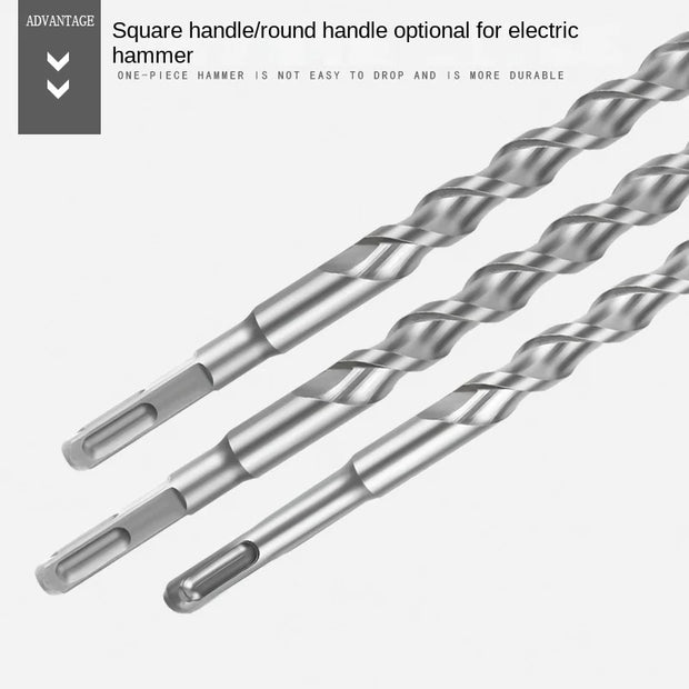 Carbon Steel Square Shank Electric Hammer Bit Four-Pit Wall Brick Drill Bit for Concrete Rebar Percussion Bit Wall Remodeling