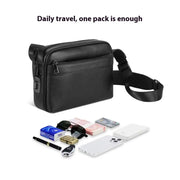 Men's Fingerprint Lock Genuine Leather Crossbody Bag with Stylish Shoulder Bag for Men