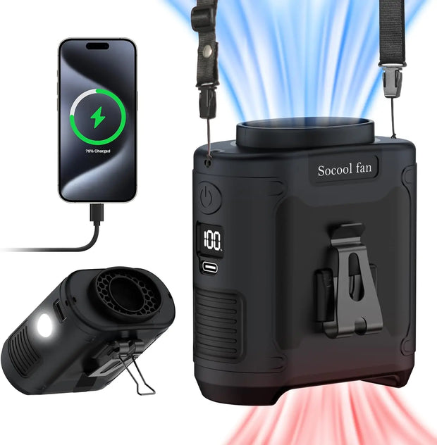 So cool Fan 10000mah Battery Neck Portable Chargeable Waist Fan Usb Mini Clip Fan Plastic Rechargeable Battery Brushless Motor 5V