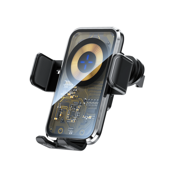 Fast Wireless Charger 15W 360 Rotating Intelligent Induction Vehicle Bracket Touch Sensing Texture Mirror Car Mount