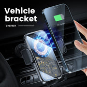 Fast Wireless Charger 15W 360 Rotating Intelligent Induction Vehicle Bracket Touch Sensing Texture Mirror Car Mount