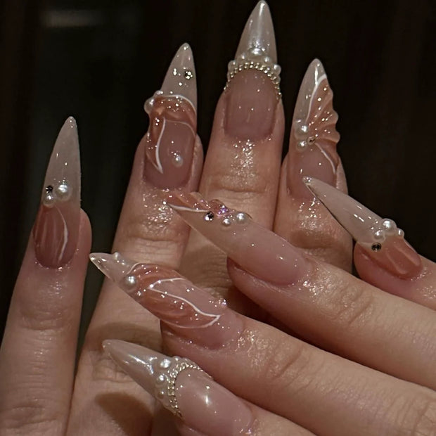 3D Press on Nail Top Selling Nail Supplies Wholesale 3D Bow Decorate Heavy Industry Pre-made Cat Eye Fake Nail with Box