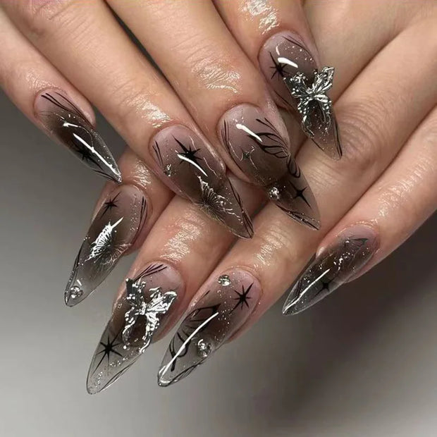3D Press on Nail Top Selling Nail Supplies Wholesale 3D Bow Decorate Heavy Industry Pre-made Cat Eye Fake Nail with Box