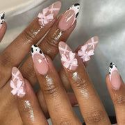 3D Press on Nail Top Selling Nail Supplies Wholesale 3D Bow Decorate Heavy Industry Pre-made Cat Eye Fake Nail with Box