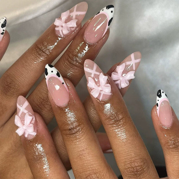 3D Press on Nail Top Selling Nail Supplies Wholesale 3D Bow Decorate Heavy Industry Pre-made Cat Eye Fake Nail with Box