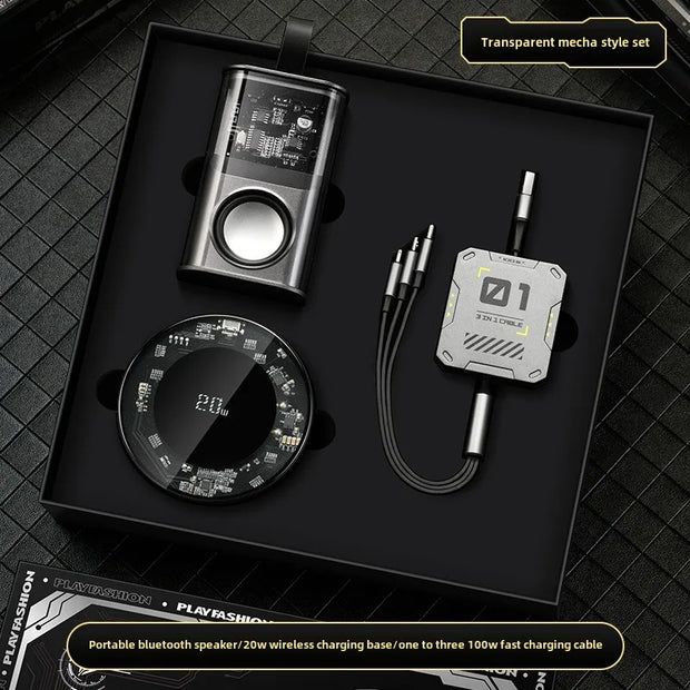 Environmentally friendly modern technology gifts include transparent mecha power supply bank u disk wireless charging board fashion souvenir gifts