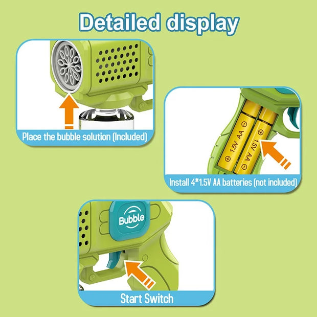 Automatic Light Up Bubble Blower Machine Bubble Gun Automatic Bubble Machine  For Boys Girls Kids Party Wedding Garden