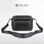 Men's Fingerprint Lock Genuine Leather Crossbody Bag with Stylish Shoulder Bag for Men