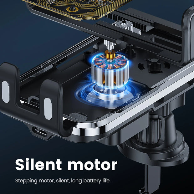 Fast Wireless Charger 15W 360 Rotating Intelligent Induction Vehicle Bracket Touch Sensing Texture Mirror Car Mount