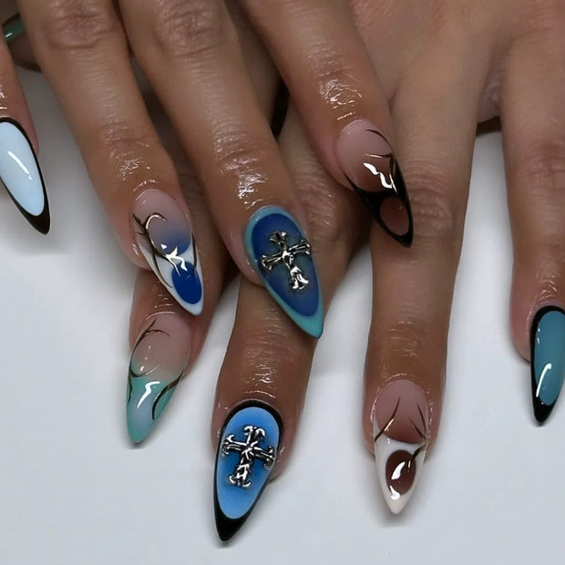 3D Press on Nail Top Selling Nail Supplies Wholesale 3D Bow Decorate Heavy Industry Pre-made Cat Eye Fake Nail with Box