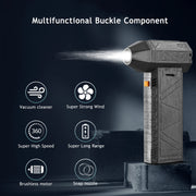 Handheld 130000 Rpm air duster Vacuum Cleaner 4 heads 2 in 1mini Leaf Blower Turbo Fan Car Dry with Safety Hammer