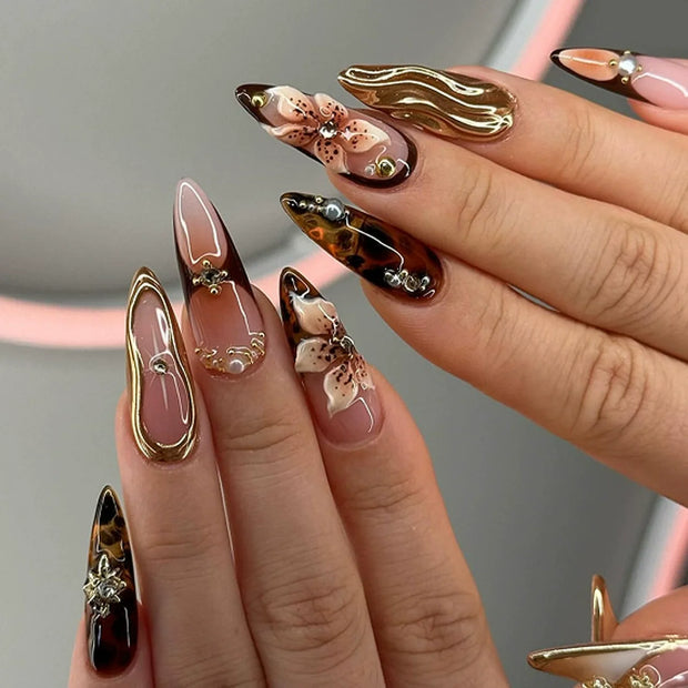 3D Press on Nail Top Selling Nail Supplies Wholesale 3D Bow Decorate Heavy Industry Pre-made Cat Eye Fake Nail with Box
