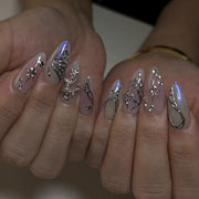 3D Press on Nail Top Selling Nail Supplies Wholesale 3D Bow Decorate Heavy Industry Pre-made Cat Eye Fake Nail with Box