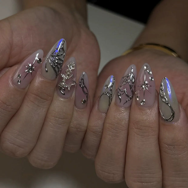 3D Press on Nail Top Selling Nail Supplies Wholesale 3D Bow Decorate Heavy Industry Pre-made Cat Eye Fake Nail with Box