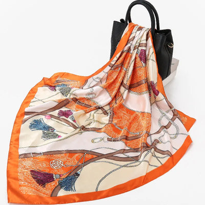 Wholesale Fashion Vintage Scarfs Silk Large Square Satin Scarf Hijab China Silk Scarves Soft Scarves for Women Silk