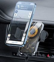 Fast Wireless Charger 15W 360 Rotating Intelligent Induction Vehicle Bracket Touch Sensing Texture Mirror Car Mount