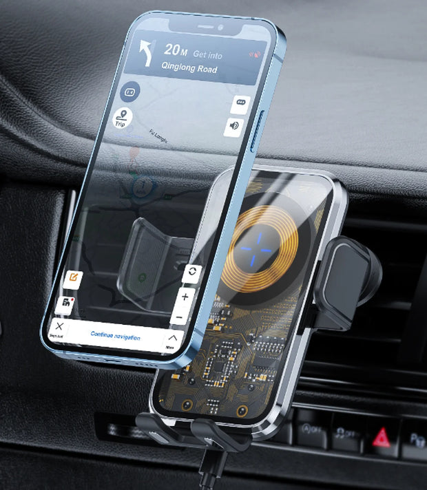 Fast Wireless Charger 15W 360 Rotating Intelligent Induction Vehicle Bracket Touch Sensing Texture Mirror Car Mount