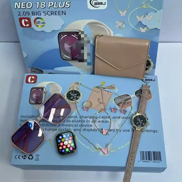 Smart Women's Quartz Watch for BT Call Message Neo 18 Plus  AMOLED Display Android Operated Features Alarm Clock-Jewelry Gift