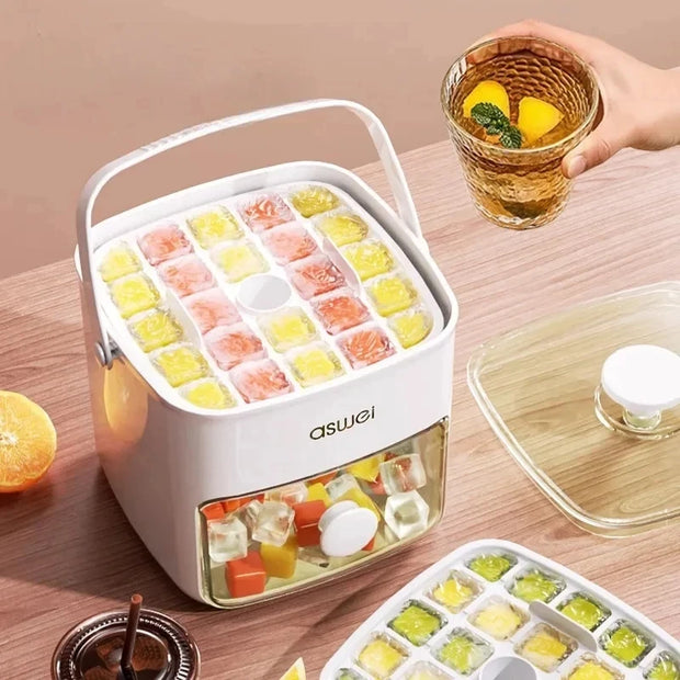 New Press Ice Cube Mold Ice Box Frozen Ball Ware Abrasives Large Capacity Ice Storage Household Food Grade Refrigerator