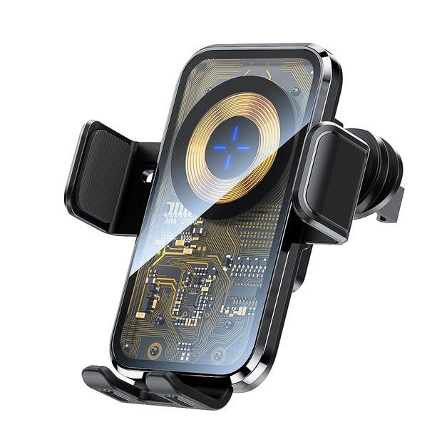 Fast Wireless Charger 15W 360 Rotating Intelligent Induction Vehicle Bracket Touch Sensing Texture Mirror Car Mount