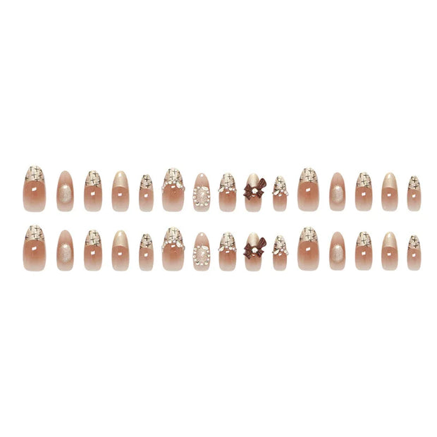 3D Press on Nail Top Selling Nail Supplies Wholesale 3D Bow Decorate Heavy Industry Pre-made Cat Eye Fake Nail with Box