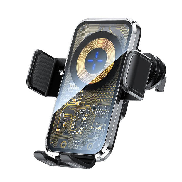 Fast Wireless Charger 15W 360 Rotating Intelligent Induction Vehicle Bracket Touch Sensing Texture Mirror Car Mount