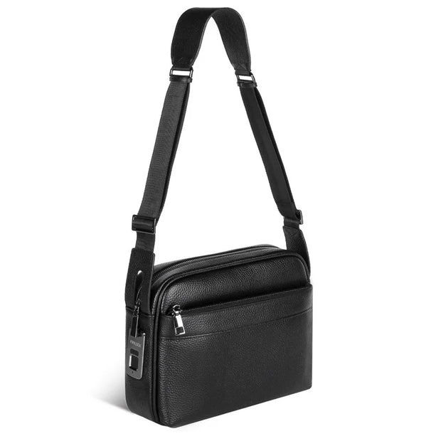 Men's Fingerprint Lock Genuine Leather Crossbody Bag with Stylish Shoulder Bag for Men