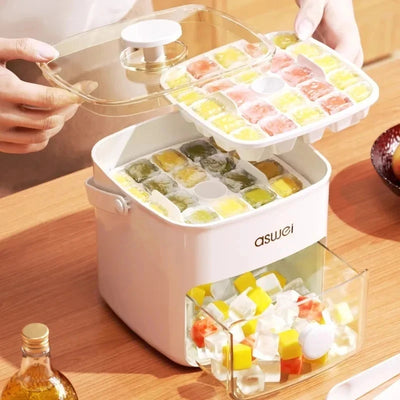 New Press Ice Cube Mold Ice Box Frozen Ball Ware Abrasives Large Capacity Ice Storage Household Food Grade Refrigerator