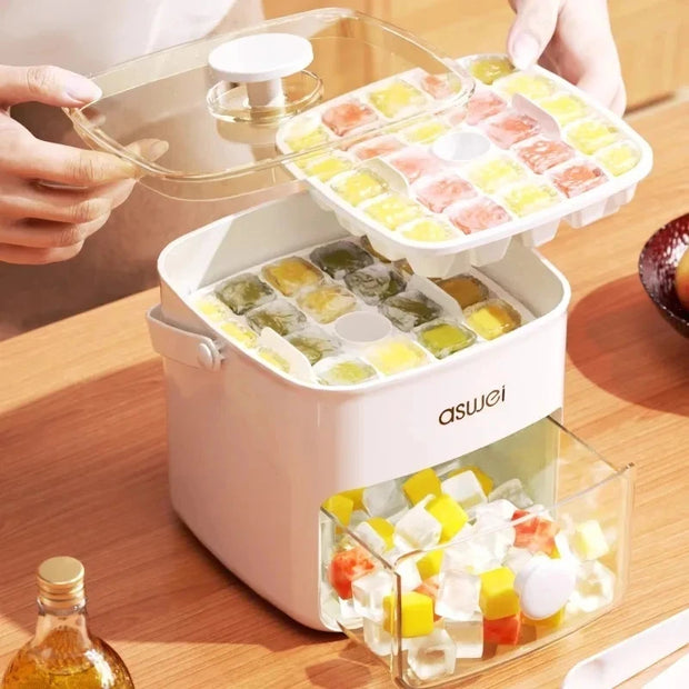 New Press Ice Cube Mold Ice Box Frozen Ball Ware Abrasives Large Capacity Ice Storage Household Food Grade Refrigerator