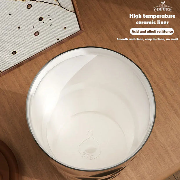 410ml Light Luxury Stainless Steel Thermos Cup Ceramic Liner Smart Coffee Cup Portable LED Temperature Display Vacuum Thermos