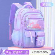 New Sesame Baby primary school bag, female 1-3-6 grade gradual change color cartoon children light backpack