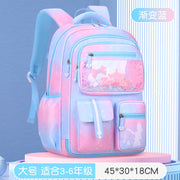 New Sesame Baby primary school bag, female 1-3-6 grade gradual change color cartoon children light backpack