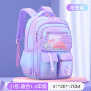 New Sesame Baby primary school bag, female 1-3-6 grade gradual change color cartoon children light backpack
