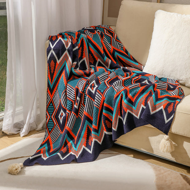 Bohemian sofa blanket Bohemian acrylic nap blanket Winter decoration small blanket Bedside blanket