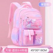 New Sesame Baby primary school bag, female 1-3-6 grade gradual change color cartoon children light backpack