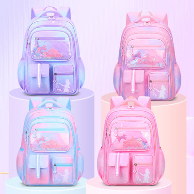 New Sesame Baby primary school bag, female 1-3-6 grade gradual change color cartoon children light backpack