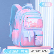 New Sesame Baby primary school bag, female 1-3-6 grade gradual change color cartoon children light backpack