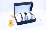 Wholesale Europe and America Luxury Men Watch Set  Fashion men's bracelet watch set casual leather men's sports bracelet jewelry