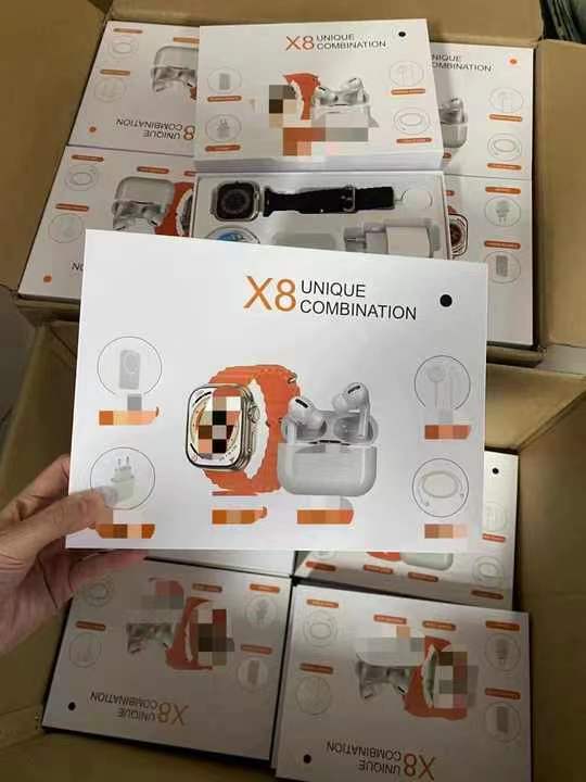 5000mAh Power bank, Latest Smart Watch Earphone 2-in-1 Ultra x8 Combination Set With 25w Pd Fast Charge,wireless Charge